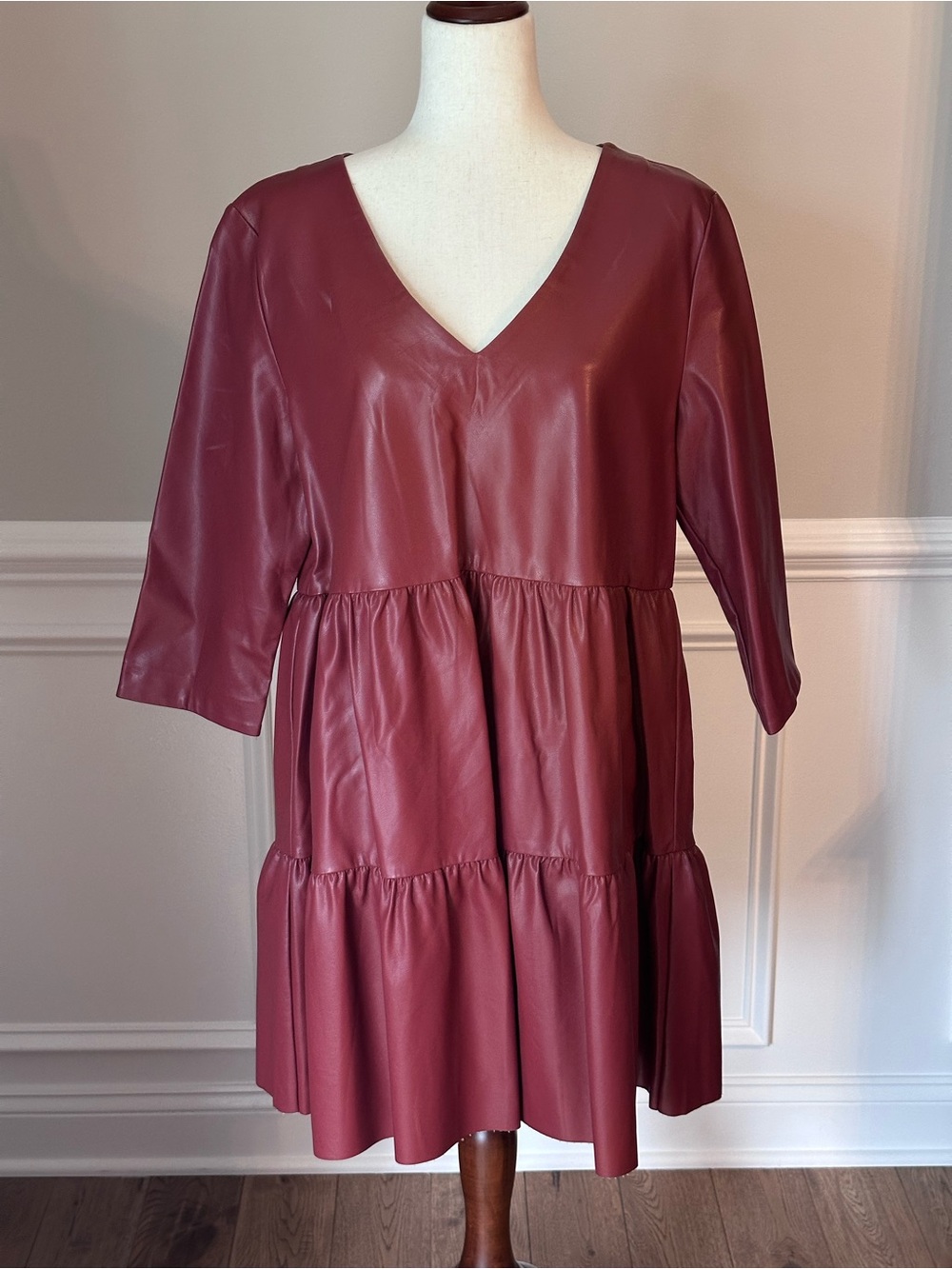 NEW eesome Vegan Leather Tiered Dress size Large
